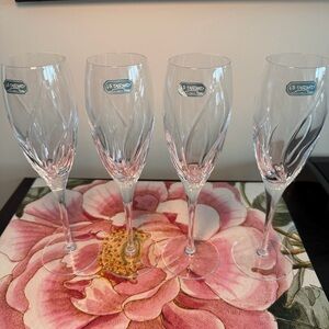 4 Cristal d'Arques Durand AGENA Champagne Flutes
